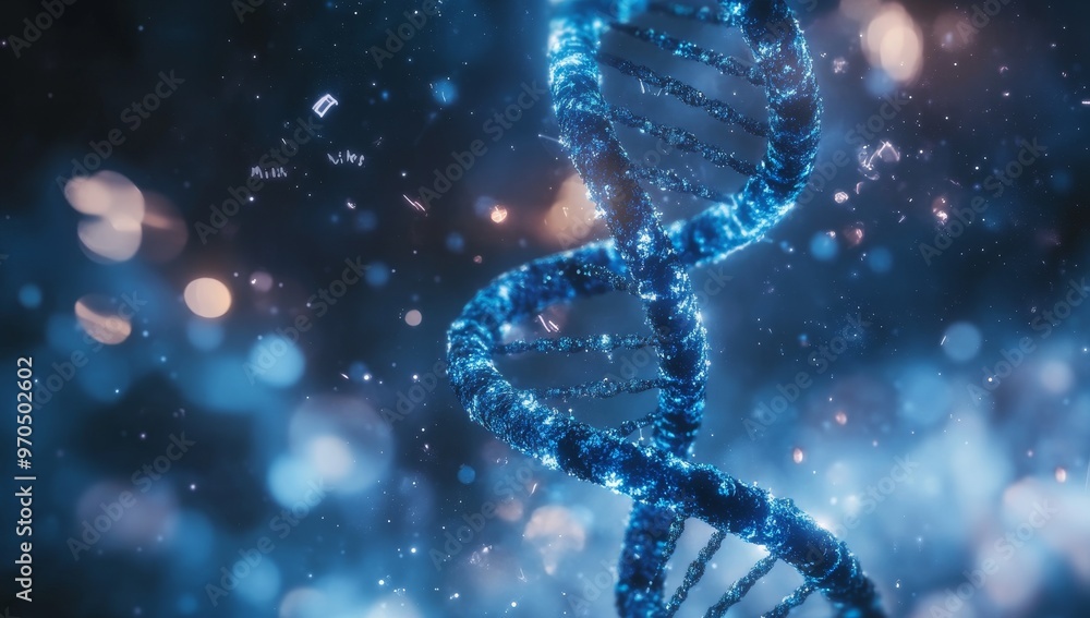 Aufkleber abstract representation of dna helix with a bokeh background.