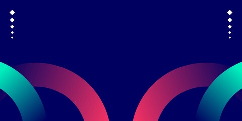 Abstract colorful gradient curves lines on dark blue background. Colorful overlapping circle abstract background