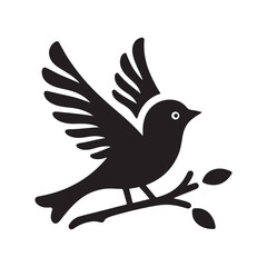 Obraz premium Black bird Flight in silhouette vector drawing logotype bird logo bird icon bird symble, symble icon clip art isolated on white background