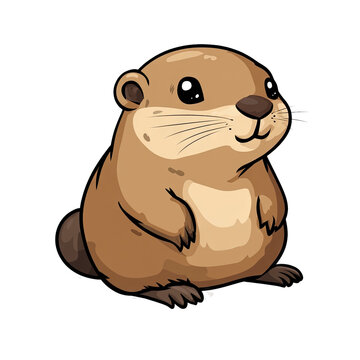 cute cartoon brown otter sitting clip art preview