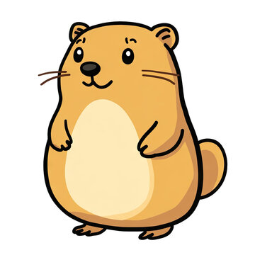 cute cartoon otter standing, orange clip art preview