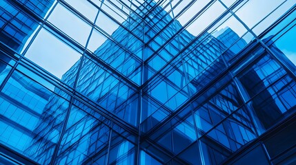 Abstract Geometric Pattern of a Modern Glass Building