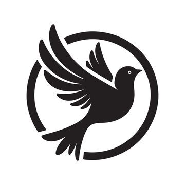 Black bird Flight in silhouette vector drawing logotype bird logo bird  icon bird symble, symble icon clip art isolated on white background