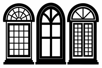 Windows silhouette, window frame icon, Vector symbol flat style isolated on white background.