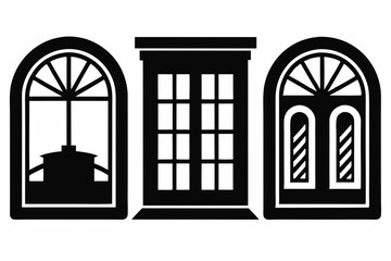 Windows silhouette, window frame icon, Vector symbol flat style isolated on white background.