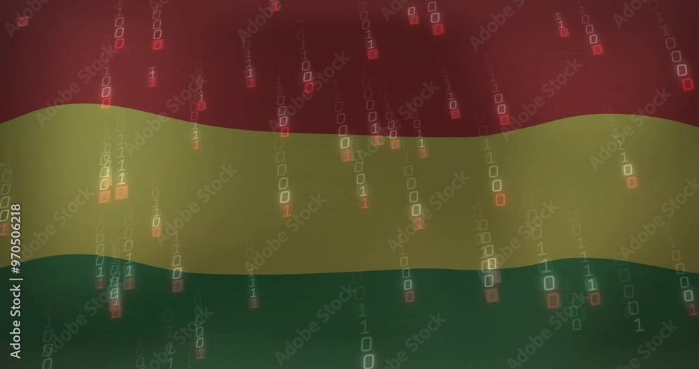 Poster animation of data processing over flag of bolivia