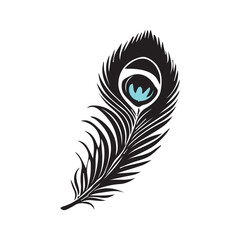 Obraz premium Peacock feather quill pen vector - quill pen illustration in black and white