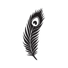Obraz premium Peacock feather quill pen vector - quill pen illustration in black and white