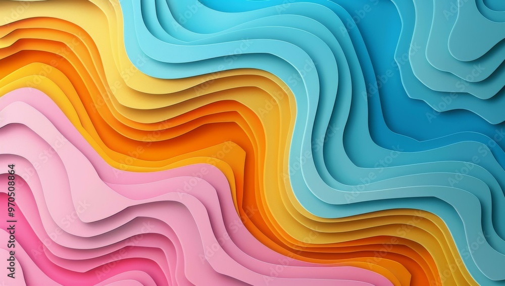 Poster a colorful abstract background with wavy lines. ai.