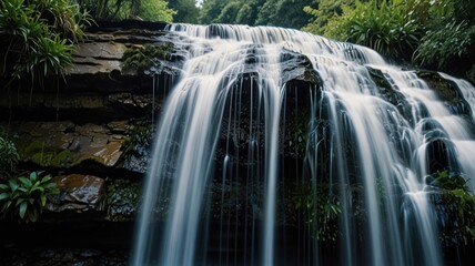 Waterfall Cascading Over Rocks