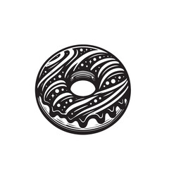Donut silhouette. Donut vector illustration. Donut logo, icon black and white.