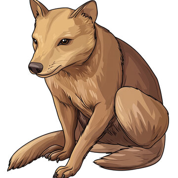 brown fox sitting, looking down clip art preview