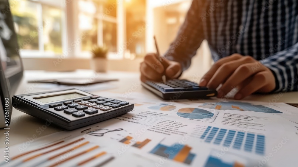 Aufkleber create an image of a person setting up a savings plan.