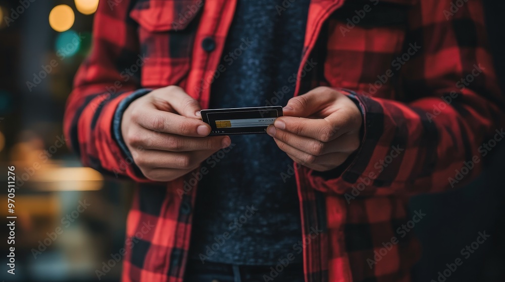 Poster create an image of a person using a credit card responsibly