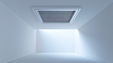 Fototapeta premium A white room with a ceiling fan and a window
