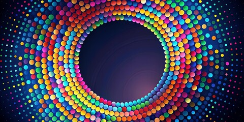 Dynamic and colorful circle patterns on a dark backdrop