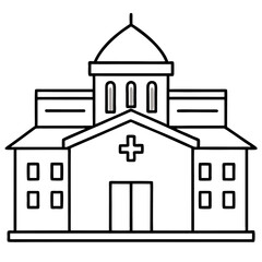 hospital building outline coloring book page line art drawing