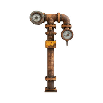 Rusty Industrial Pipe with Gauges