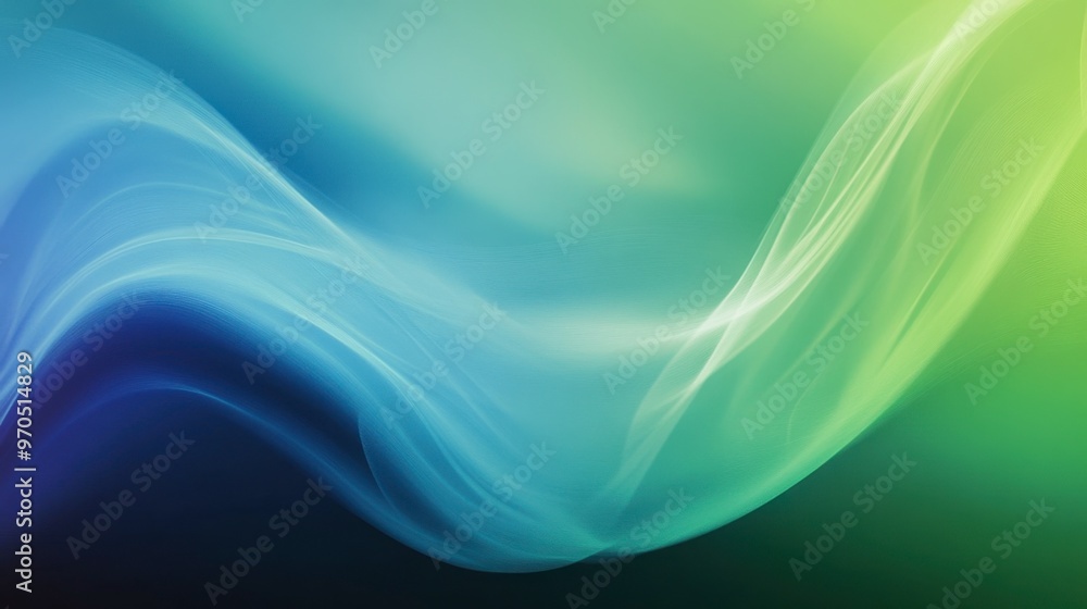 Aufkleber a smooth gradient background transitioning from deep blue to vibrant green, creating a calm and sere