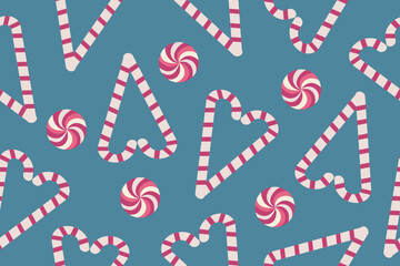 Candy seamless christmas pattern. Vector winter holidays print for textile, wallpaper, fabric. Vector illustration