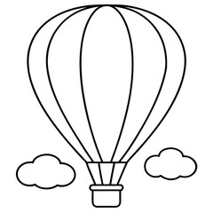 hot air balloon and clouds outline coloring book page line art drawing