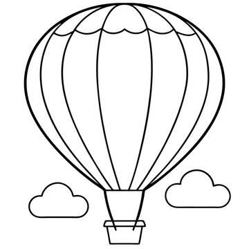 recommend clip art: hot air balloon and clouds outline coloring book page line art drawing