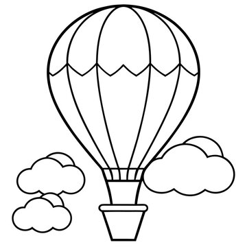 recommend clip art: hot air balloon and clouds outline coloring book page line art drawing