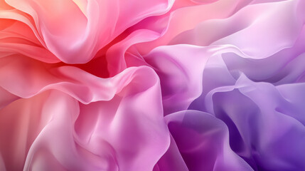 Obraz premium A modern, abstract wallpaper with flowing pink and purple layers. It looks like translucent fabric, with folds and ruffles. It's perfect for a fashion-themed design.