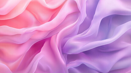 Fototapeta premium A modern, abstract wallpaper with flowing pink and purple layers. It looks like translucent fabric, with folds and ruffles. It's perfect for a fashion-themed design.