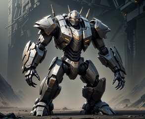 Robot plateado fuerte