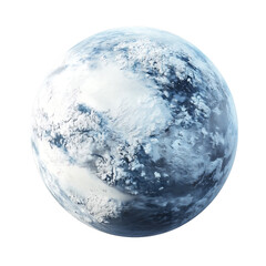 a planet with a bright, reflective ice cap at its poles, isolated on white background.