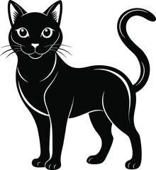 Obraz premium black cat vector illustration silhouette, Print