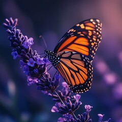 Obraz premium Monarch Butterfly on Lavender Flower