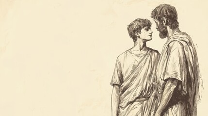 Fototapeta premium David Anointed King in 1 Samuel: David with Samuel, Feeling Lord’s Spirit and Destiny, Biblical Illustration