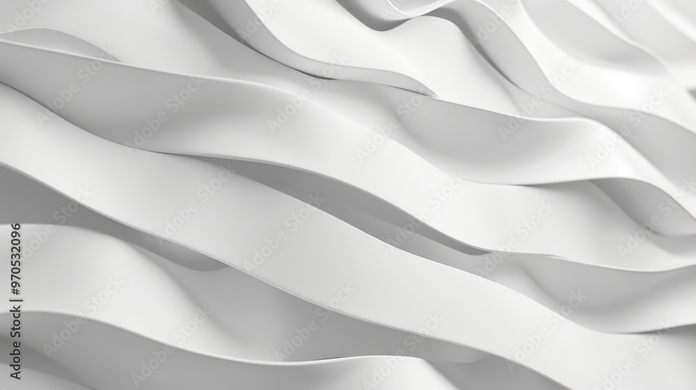 Wall mural a close-up view of flowing white waves, showcasing texture and movement in a minimalist design.