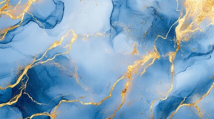 Obraz premium White marble texture with sky blue streaks, calm and refreshing