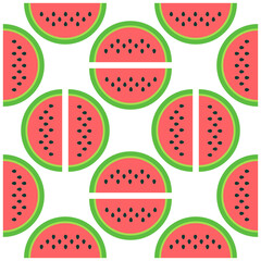 Half watermelon pattern in flat style on white background