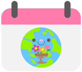 Cute World Earth day Calendar ecology lifestyle and nature protection