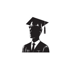 Graduate student vector silhouette. Graduate student logo, icon. Graduate illustration isolated on white background.