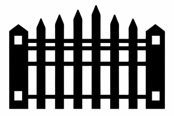 fence black icon vector, Old rustic fence silhouette, wooden fence vector