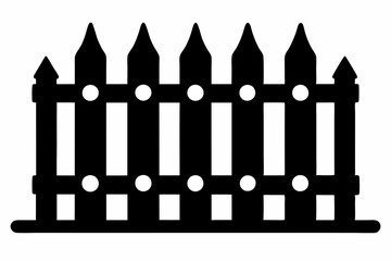 fence black icon vector, Old rustic fence silhouette, wooden fence vector