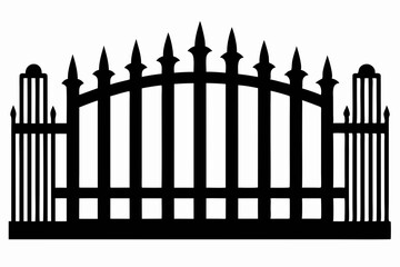 fence black icon vector, Old rustic fence silhouette, wooden fence vector