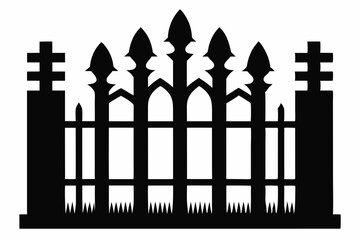 fence black icon vector, Old rustic fence silhouette, wooden fence vector