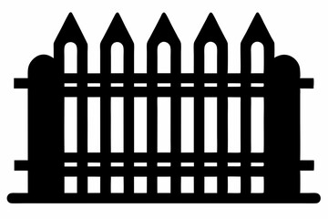 fence black icon vector, Old rustic fence silhouette, wooden fence vector