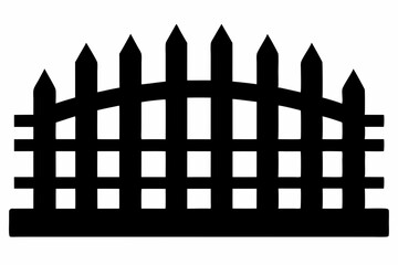 fence black icon vector, Old rustic fence silhouette, wooden fence vector
