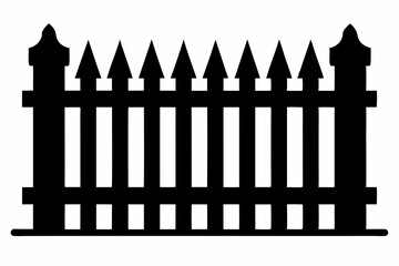 fence black icon vector, Old rustic fence silhouette, wooden fence vector