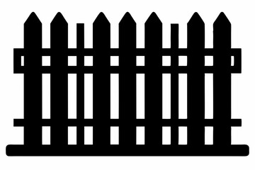 fence black icon vector, Old rustic fence silhouette, wooden fence vector