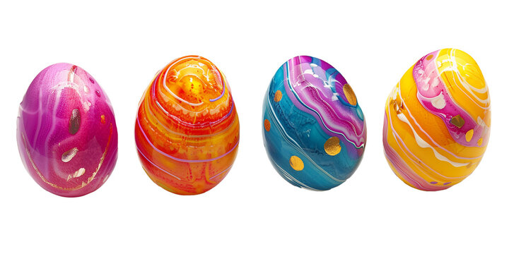 Colorful Easter eggs, isolated, transparent background, png