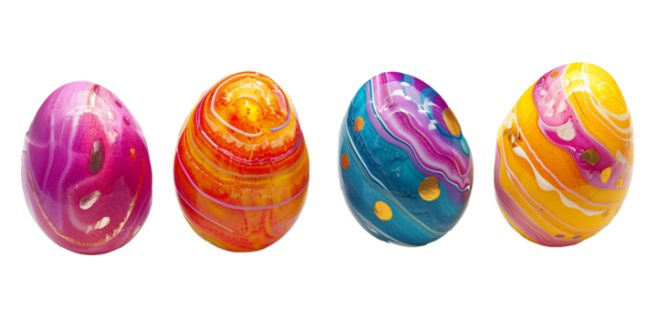 Colorful Easter eggs, isolated, transparent background, png