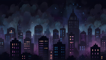 Foggy Night Cityscape